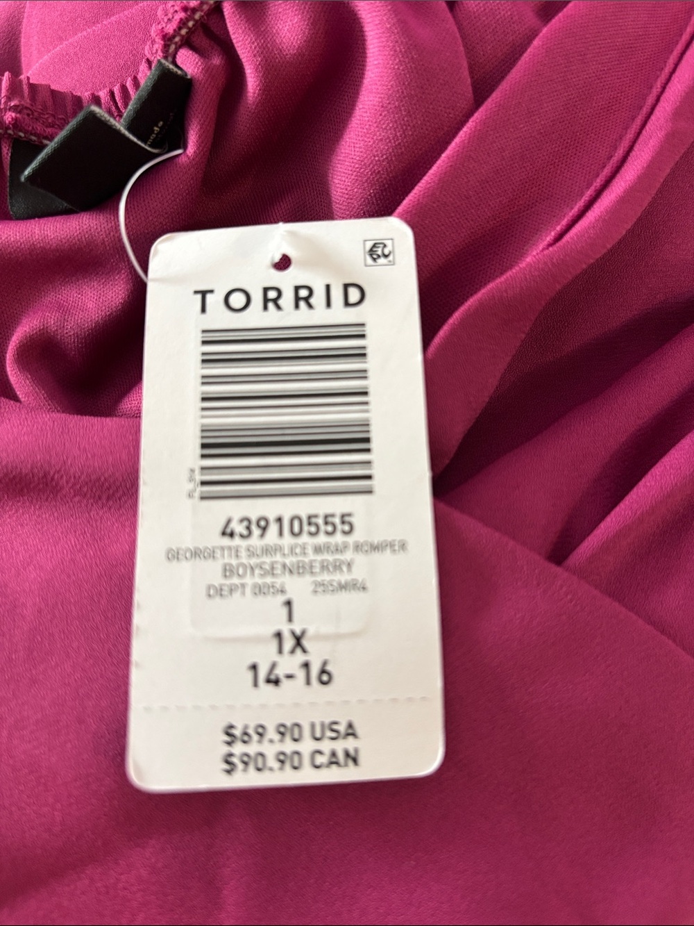 torrid Hot Pink Wrap Romper with Ruffle Detail - Picture 9 of 9